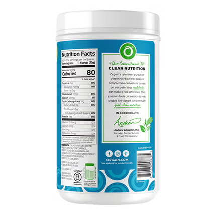 Orgain Collagen Peptides + Probiotics, Unflavored, 1.6 lbs