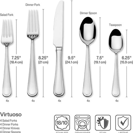 Mikasa Virtuoso 20 Piece Stainless Steel Flatware Set