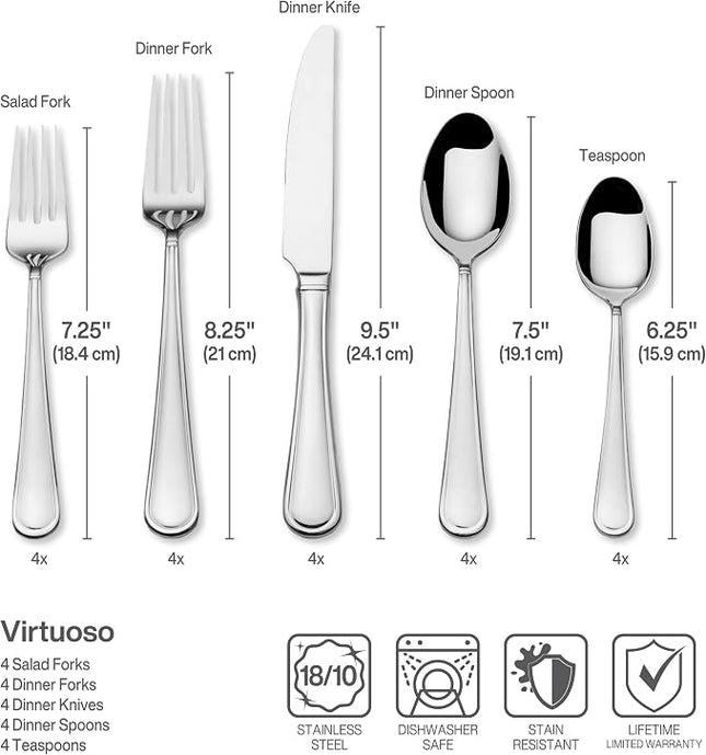 Mikasa Virtuoso 20 Piece Stainless Steel Flatware Set