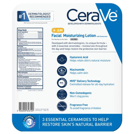 CeraVe AM Facial Moisturizing Lotion 30 SPF, 3 fl oz, 2-pack