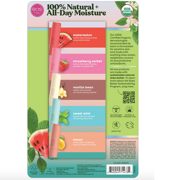 eos Natural USDA Organic Lip Balm, 9 Sticks