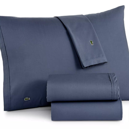 Lacoste Solid Cotton Percale Sheet Set, Queen