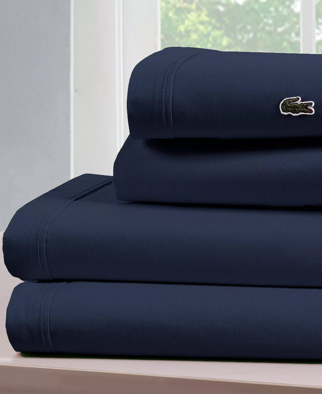Lacoste Solid Cotton Percale Sheet Set, Queen