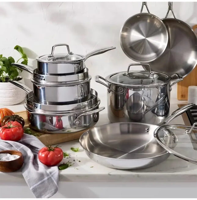 Henckels Tri-Ply Clad Stainless Steel 12-piece Cookware Set