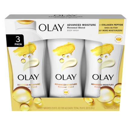 Olay Advanced Moisture Renewal Blend Body Wash, 23.6 oz, 3-pack